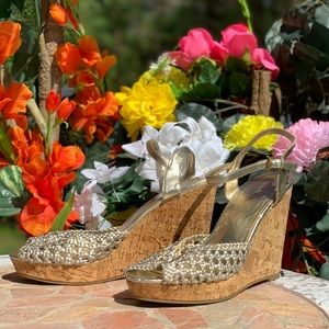 Nine West gold wedges